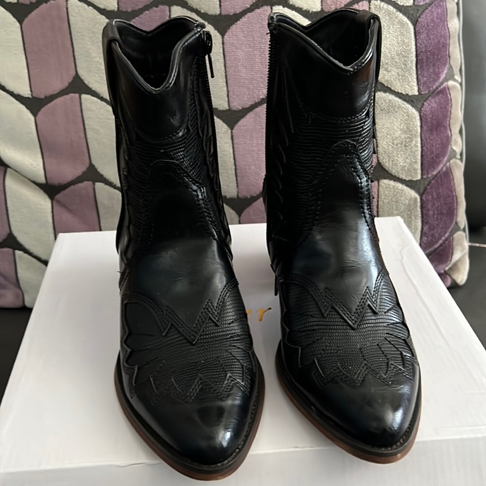 Leather Black Cowboy Booties by A Rider Girl